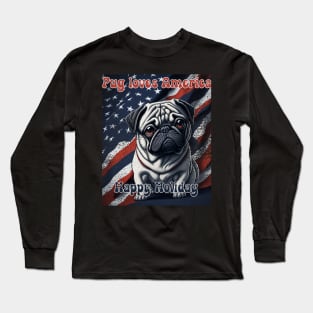 Pug 4th of July Long Sleeve T-Shirt